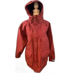 Vintage Woolrich 1527 Burgundy Waxed Cotton Parka Field Jacket M Gorpcore